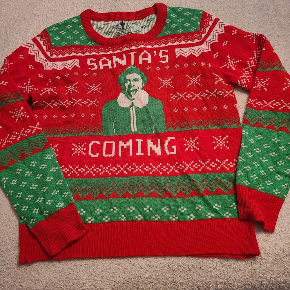 ELF Red and Green Santa's Coming Sweater